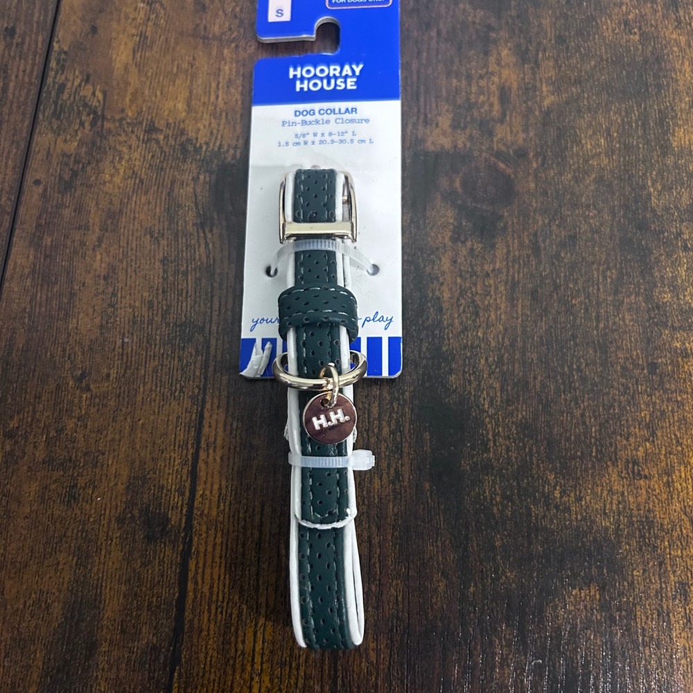 Hooray House Sporty Green White Dog Collar Small 5/8in W x 8-12in L NWT